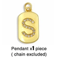 Detailed close-up of a golden S letter pendant inlaid with sparkling white cubic zirconia stones - Gold Letter S Pendant (Without Chain)