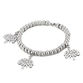 Pulsera de cuentas plateadas pulidas con tres colgantes huecos del árbol de la vida - Color Acero (KB53450-Z)