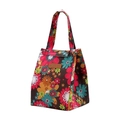 Floral lunch bag in dark brown finish with insulated foil for office meals - Coffee Sunflower