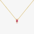 Minimalist S925 sterling silver necklace with a pink teardrop gemstone in gold finish - 925 Silver / 18K Gold Rose Red