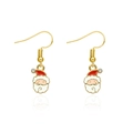Golden Christmas Santa Claus drop earrings with red enamel and sparkling white zircons - Exquisite Santa Claus