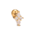 Golden flower cartilage earring with marquise-cut cubic zirconia and screw-back ball - Gold (EGD0832)
