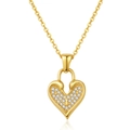 Collier pendentif cadenas cœur doré serti de strass avec une chaîne délicate - Style Serrure Coeur Plein Diamant (No.9)