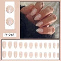 Faux ongles courts en amande champagne doré avec paillettes colorées et base rose nude - Rose Nude Paillettes Diamant Colorées (Y-245)
