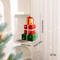 Stacked Christmas gift box hanging ornament in red, yellow, and green festive colors - Gift