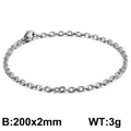 Minimalistisches silbernes Edelstahl-O-Kettenarmband mit Karabinerverschluss, 200x2mm - 2mm Breite (KB126640-Z)