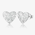 Orecchini a cuore in argento sterling S925 con texture martellata irregolare argento - Orecchini a Lobo con Texture a Cuore