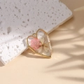 Golden heart-shaped pendant with pink dried flowers in resin, elegant jewelry piece - Style 5-Pink Dried Flower