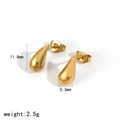 Polished 18K gold teardrop stud earrings for women in 11.8mm by 5.3mm size - Gold Extra Small Teardrop Stud Earrings (TE60473)