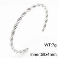 Silver twisted stainless steel cuff bracelet with 58x4mm inner diameter and 7g weight - Style A Steel Color (KB184741-KFC)