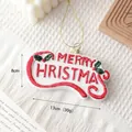Cartel navideño colgante con relieve rojo y hojas de acebo sobre base blanca - Placa de Navidad (ZXC-15051)