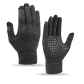 Winter thermal touch screen knit gloves in dark gray with non-slip silicone palms - Gray Gloves