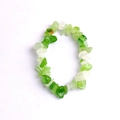 Handmade elastic bracelet with natural green and white irregular tumbled stones - Green Agate Glass