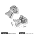 Silver stainless steel butterfly earring backs with 10mm width and 14mm height dimensions - Butterfly Back / Steel
