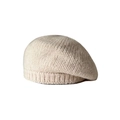 Chic cream beige mohair knit beret hat with soft thick wool texture for women - M(56-58cm) / Beige
