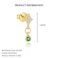 Elegant s925 silver stud earrings with sparkling green zircon and gold finish - Teardrop Style (E4677) / Gold