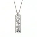 Retro silver Libra zodiac square pendant necklace in stainless steel with a beaded chain - Libra / Steel