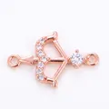 Rose gold bow and arrow jewelry connector with micro-paved cubic zirconia accents - Rose Gold Plated Bow and Arrow with Zirconia