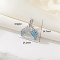 Silver fishtail pendant with blue cubic zirconia, 14.1mm x 14.7mm, weight 0.9g - Palladium Fishtail - Blue White Zircon