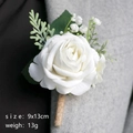 White rose boutonniere with burlap twine wrap for weddings and ceremonies 9x13cm - White