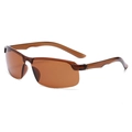 Frameless rimless cycling sunglasses with brown lenses and brown semi-transparent frame - Brown