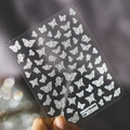 3D butterfly nail art sticker TS-254 with white embossed patterns on a dark background - Yingluo Butterfly - Embossed (TS-254)