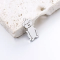 Polished silver stainless steel cartoon dog charm for DIY family jewelry accessories - Steel Color Dog