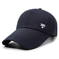 Dunkelblaue atmungsaktive Baseballkappe mit Laser-Belüftungslöchern und Logo - Verstellbar / Marineblau