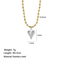 Detailed dimensions of heart pendant necklace with 40+5cm chain length and 7g weight - [XKN1270] Bead Heart Necklace (Gold Chain Steel Heart)