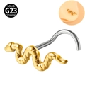 Piercing de nez serpent doré en titane G23 massif avec tige courbée pour piercing - 0.8x7mm / Or Tige en S
