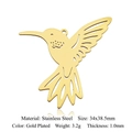 Gold plated stainless steel hummingbird pendant with dimensions and weight specifications - Hummingbird-Gold (LA726)
