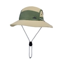 Outdoor sun hat in beige and green color block with wide brim and adjustable chin strap - Khaki (Quick Dry Waterproof)
