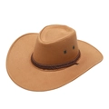 Classic brown cowboy hat featuring woven rope band and breathable metal eyelets - Suede Pressed Dark Yellow
