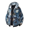 Men's zip hoodie with Van Gogh Starry Night 3D art print and black ribbed cuffs - S / Orchid