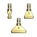 Three golden brass diamond painting metal tips in sizes 2, 5, and 8 on white background - 2-Drill + 5-Drill + 8-Drill