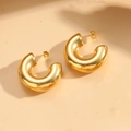 Polierte goldene klobige C-Form Titanstahl-Ohrringe mit minimalistischem Glanzfinish - 10*30mm / Gold