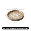 5.5 inch handmade stoneware coffee saucer with brown spiral pattern and matte finish - Coffee Saucer / Light Brown