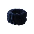 Elastic dark blue coral fleece headband for face washing with soft absorbent texture - Wrist Strap / Navy Blue