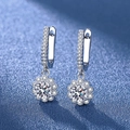 Classic silver sterling moissanite stud earrings featuring a sparkling sunflower design - Sunflower Earrings Led-77