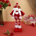 Christmas gnome plush toy with knitted hat and long plaid legs for festive home decor - Heart Braid Female Gnome Telescopic Doll