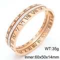 Rose gold cutout Roman numeral bangle featuring a sparkling paved crystal center band - Combination Style / 14mm Width (KB190311-GC)