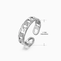 Adjustable silver irregular chunky Cuban link ring with a 1.7cm inner diameter - Steel-colored Ring 163
