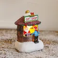 Tienda de regalos en miniatura de resina con luz, Papá Noel y detalles de nieve real - Tipo E / Casa de Navidad Mediana