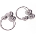 Polierte silberne Edelstahl-Creolen mit drei Kugeln und modernem industriellem Design - Edelstahl / Silber