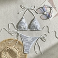 Sexy set bikini bianco con paillettes a stella e accessori per le vacanze estive - S / Bianco