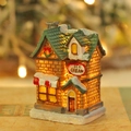 Luminous Christmas village ice cream shop resin miniature with warm LED lights - Model E Small House (Ice Cream Shop)