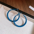 Minimalistische geometrische Creolen mit kräftigem königsblauem Lack-Finish - Blau-30mm (Silbernadel) / 30MM