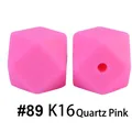 Perle esagonali in silicone rosa quarzo 17mm per massaggiagengive e gioielli fai da te - 89# Rosa Quarzo