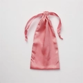 Pink satin drawstring pouch with silky ribbon closure for gift and jewelry storage - Watermelon red