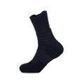 Navy blue compression athletic crew socks with arch support and thick cushion sole - LM001 Mid Tube Black